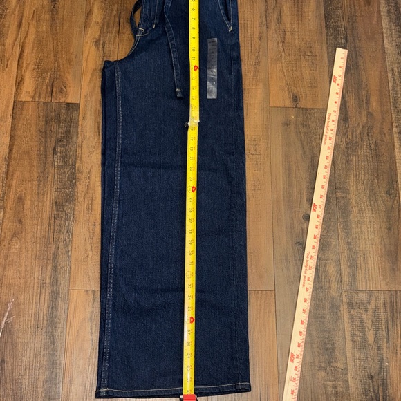 High-Rise Wide Leg Denim Jeans in Dark Blue with Tie Waist - Picture 10 of 15